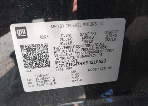 2025 Chevrolet Traverse Fwd Lt from USA, damaged, VIN 1GNERGRSXSJ210523